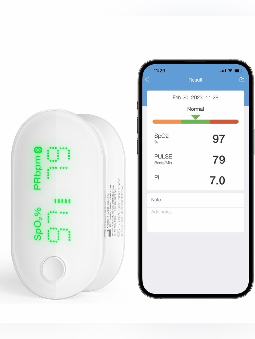 iHealth Rechargeable Fingertip Pulse Oximeter, Blood Oxygen Monitor w/ App, NIB